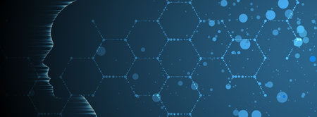 Conceptual technology illustration of artificial intelligence. Abstract futuristic backgroundのイラスト素材