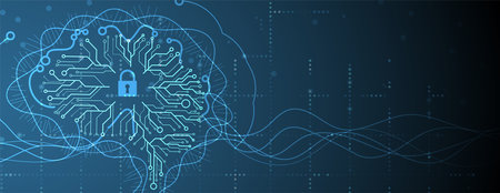 Conceptual technology illustration of artificial intelligence. Abstract futuristic backgroundのイラスト素材