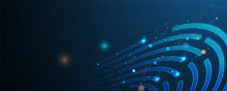 Abstract fingerprint technology business background. Circuit security style. Digital identifyのイラスト素材