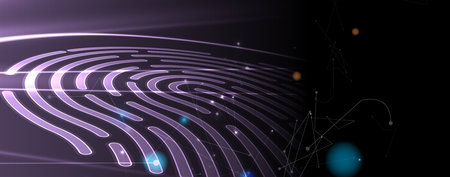 Abstract fingerprint technology business background. Circuit security style. Digital identifyのイラスト素材