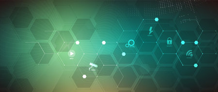 Abstract hexagon background. Technology polygonal design. Digital futuristic minimalism. Vectorのイラスト素材