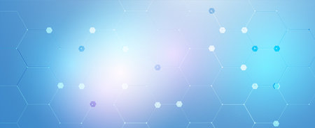 Geometric hexagon abstract background with simple polygonal elements. Medical, business, technology or science design.のイラスト素材