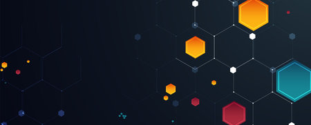 Geometric hexagon abstract background with simple polygonal elements. Medical, business, technology...