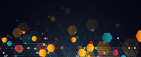 Geometric hexagon abstract background with simple polygonal elements. Medical, business, technology...