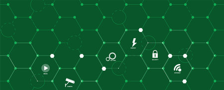 Geometric hexagon abstract background with simple polygonal elements. Medical, business, technology or science design.のイラスト素材