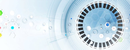 Geometric hexagon abstract background with simple polygonal elements. Medical, business, technology or science design.のイラスト素材