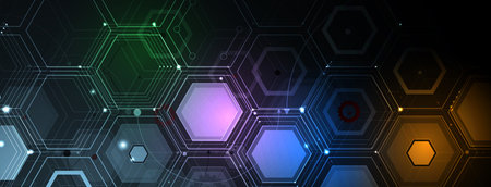 Geometric hexagon abstract background with simple polygonal elements. Medical, business, technology...