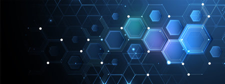 Geometric hexagon abstract background with simple polygonal elements. Medical, business, technology or science design.のイラスト素材