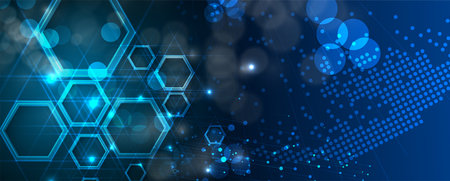 Geometric hexagon abstract background with simple polygonal elements. Medical, business, technology or science design.のイラスト素材