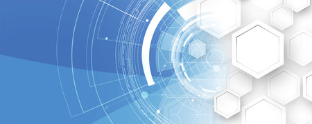 Geometric hexagon abstract background with simple polygonal elements. Medical, business, technology or science design.のイラスト素材