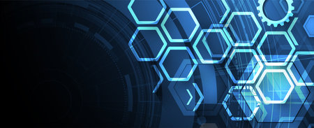 Geometric hexagon abstract background with simple polygonal elements. Medical, business, technology or science design.のイラスト素材