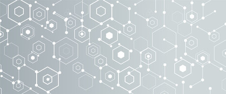 Geometric hexagon abstract background with simple polygonal elements. Medical, business, technology or science design.のイラスト素材