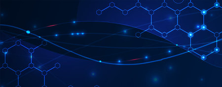 Geometric hexagon abstract background with simple polygonal elements. Medical, business, technology or science design.のイラスト素材