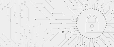 internet digital syber security technology concept for business background. Lock on circuit boardのイラスト素材