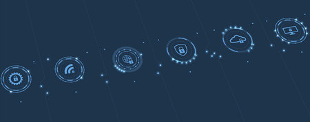 internet digital syber security technology concept for business background. Lock on circuit boardのイラスト素材