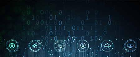 internet digital syber security technology concept for business background. Lock on circuit boardのイラスト素材