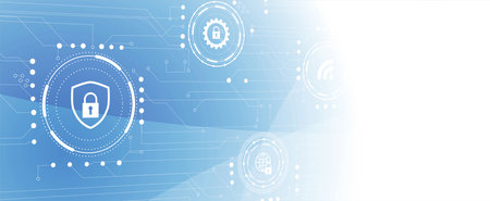 internet digital syber security technology concept for business background. Lock on circuit boardのイラスト素材