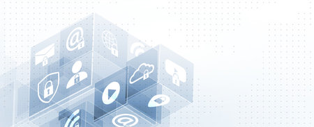 internet digital syber security technology concept for business background. Lock on circuit boardのイラスト素材