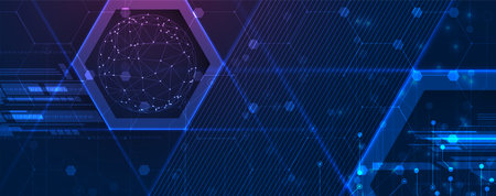 Technology abstract futuristic science background for internet business. Big data concept.  Handmade Vector Art.のイラスト素材