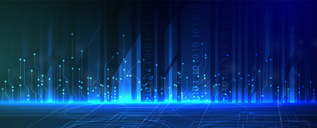 abstract futuristic circuit computer internet technology board business dark background, Handmade vector.のイラスト素材