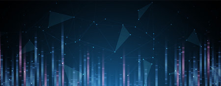 Abstract tech background. Futuristic technology interface with geometric shapes Handmade vectorのイラスト素材