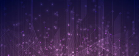 Abstract tech background. Futuristic technology interface with geometric shapes Handmade vectorのイラスト素材
