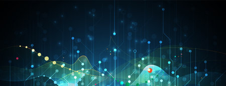 Abstract tech background. Futuristic technology interface with geometric shapes Handmade vectorのイラスト素材