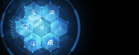 Technology abstract futuristic science background for internet business. Big data concept. Vector Art.のイラスト素材