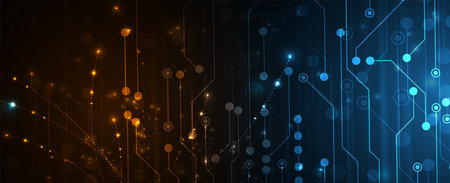 Abstract data background. Futuristic technology style. Elegant digital  background for business cyber presentations. Vector Art.のイラスト素材