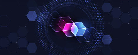 Abstract data background. Futuristic technology style. Elegant digital  background for business cyber presentations. Vector Art.のイラスト素材