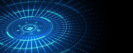 internet digital cyber security technology concept for business background. Lock on circuit board....