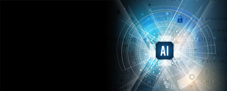 Cyber security and information or network protection. Future cyber technology web services for business and internet project. Vector Art.のイラスト素材