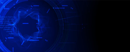 Cyber security and information or network protection. Future cyber technology web services for business and internet project. Illustration vectorのイラスト素材