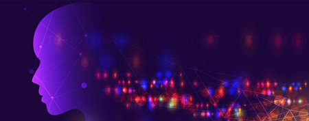 Abstract Artificial intelligence. Cloud computing. Machine learning. Technology web background. Virtual concept futuristic background. Vector Art.のイラスト素材
