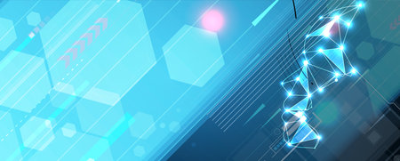 Abstract Artificial intelligence. Cloud computing. Machine learning. Technology web background. Virtual concept futuristic background. Vector Art.のイラスト素材