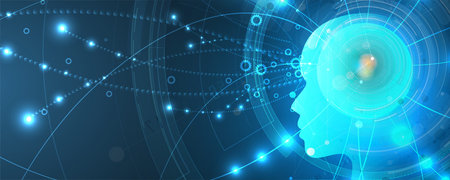 Abstract Artificial intelligence. Cloud computing. Machine learning. Technology web background....