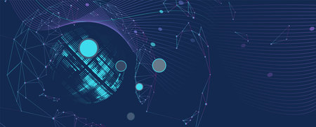 Abstract tech background. Futuristic technology interface for business and science presentation. Vector art.のイラスト素材