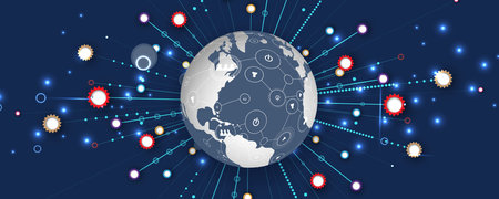 Abstract tech background. Futuristic technology interface for business and science presentation. Vector art.のイラスト素材