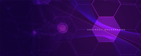 Quantum processing. Deep learning artificial intelligence. Future new technology  for business or science presentation. Vector art backgroundのイラスト素材