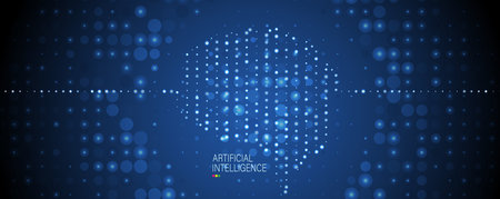 Abstract Artificial intelligence. Cloud computing. Machine learning. Technology web background. Virtual concept futuristic backgroundのイラスト素材