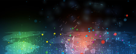 Abstract Artificial intelligence. Cloud computing. Machine learning. Technology web background. Virtual concept futuristic backgroundのイラスト素材