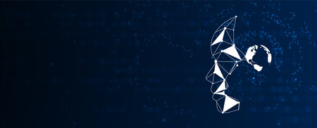 Abstract Artificial intelligence. Cloud computing. Machine learning. Technology web background. Virtual concept futuristic backgroundのイラスト素材