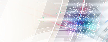 Abstract Artificial intelligence. Cloud computing. Machine learning. Technology web background....