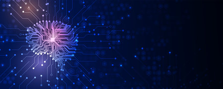 Abstract Artificial intelligence. Cloud computing. Machine learning. Technology web background....