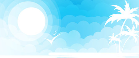 Summer beach party among palm treeのイラスト素材