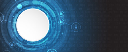 Internet digital syber security technology concept for business background. Lock on circuit boardのイラスト素材