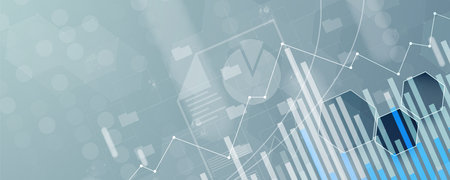 Financial technology and business analysis background. Virtual big data science illustration. Vector...