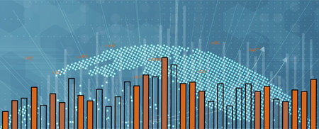 Financial technology and business analysis background. Virtual big data science illustration. Vector art.のイラスト素材