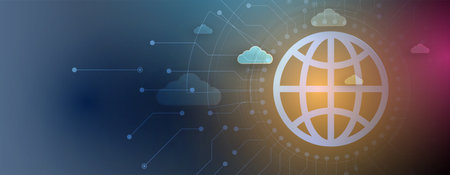 Cloud technology as the ethereal foundation of a globally connected world, enabling real-time data collaborationのイラスト素材
