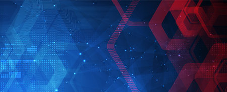Geometric hexagon abstract background with simple polygonal elements. Medical, business, technology or science design.のイラスト素材